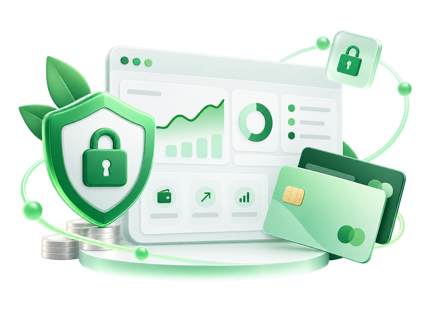 Ilustración visual de seguridad y protección de datos en Spendly.